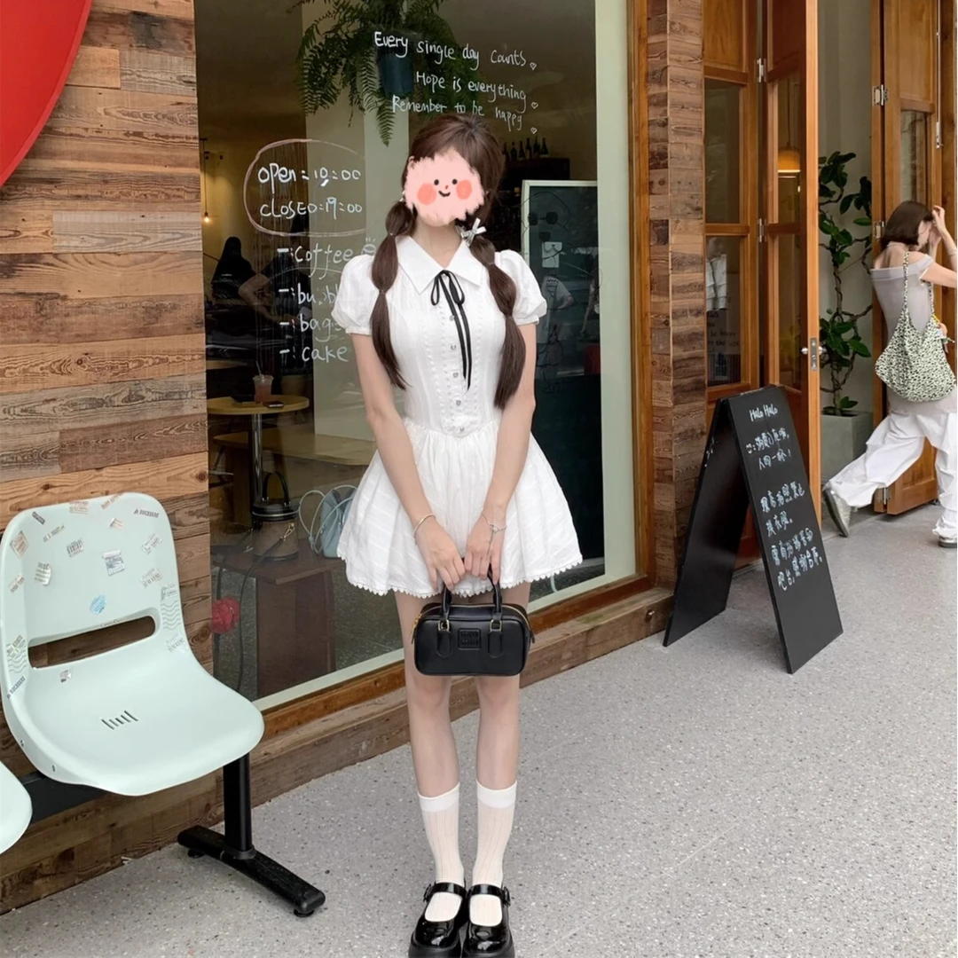 学妹你好 甜美少女学院风初恋小白裙蓬蓬裙连衣裙