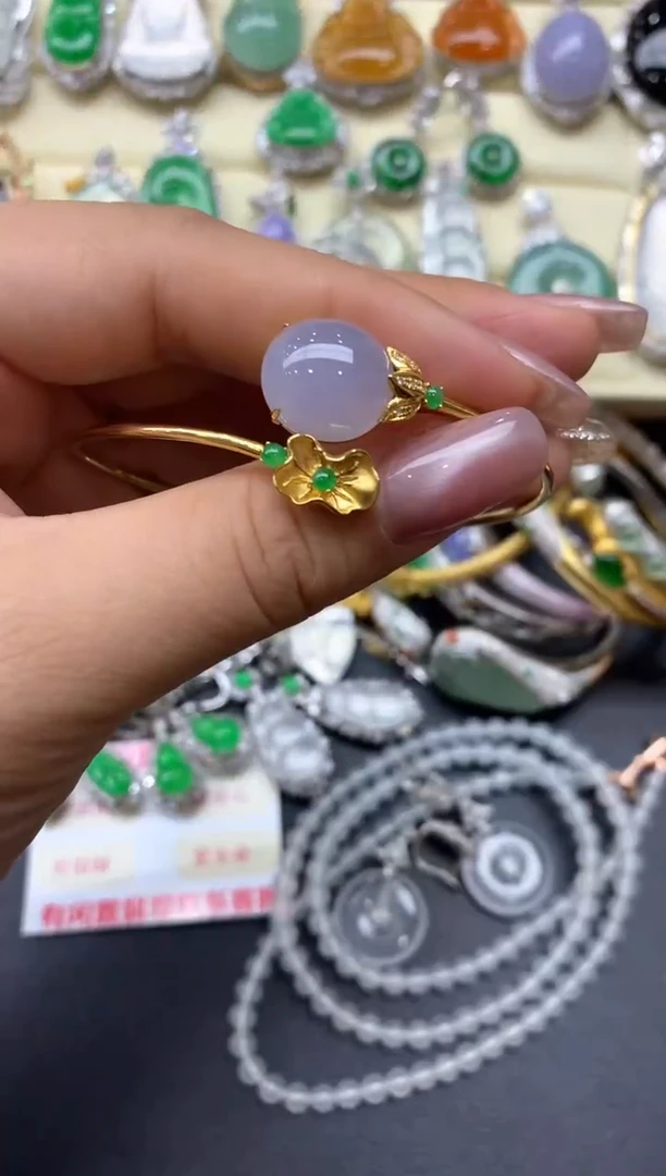 18K金镶嵌手镯翡翠465-中国好珍宝