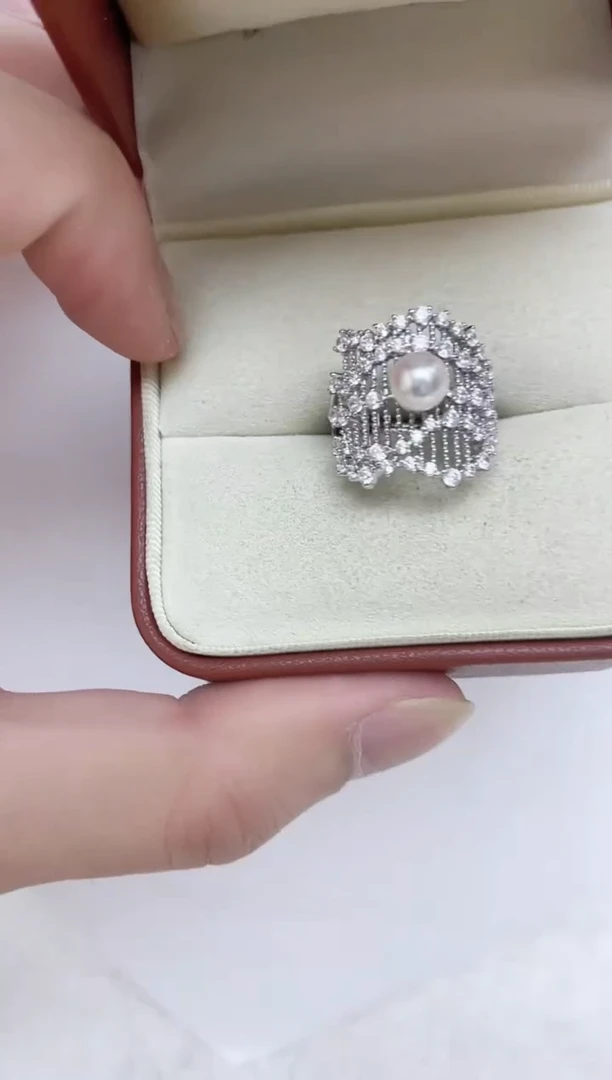 银S925镶嵌海水珍珠戒指