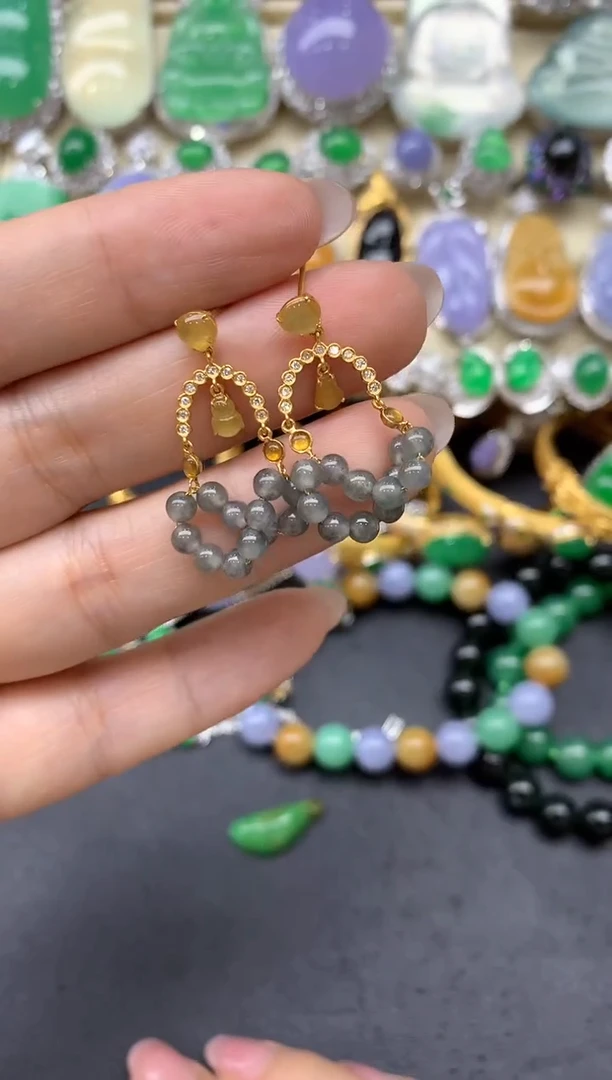 【闪购商品】翡翠耳饰18K金镶嵌134-中国好珍宝