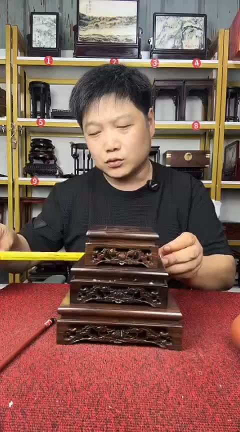 木非洲黑檀正方底座16/13/10CM