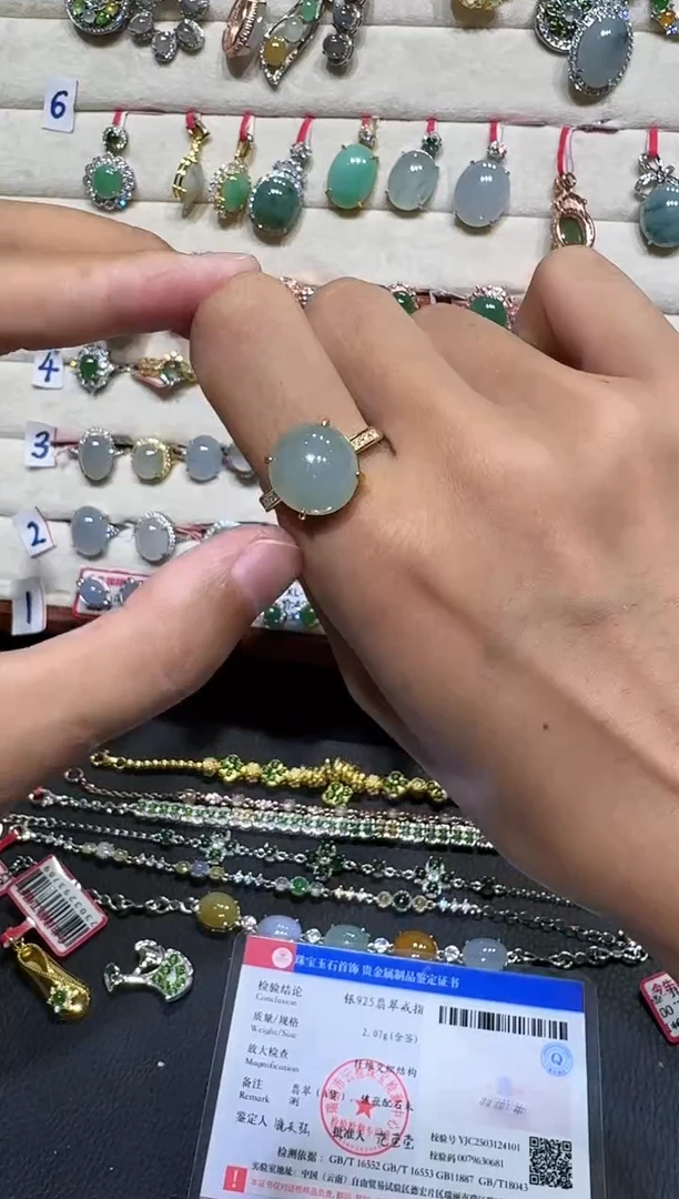 翡翠戒指银S925镶嵌戒指35