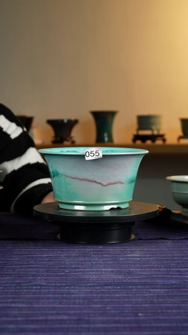 人***程055窑变花盆青绿11/9.5/21.5/18.5