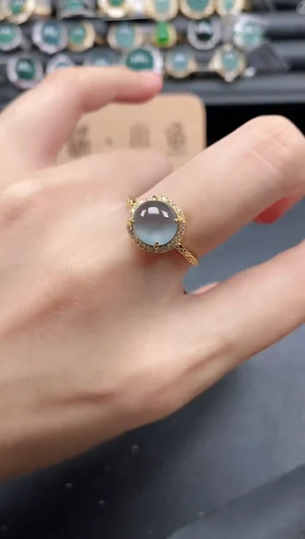 翡翠戒指银S925镶嵌5151-4