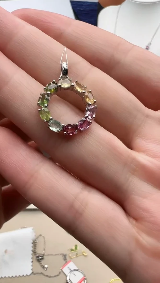 颈饰银S925镶嵌碧玺8