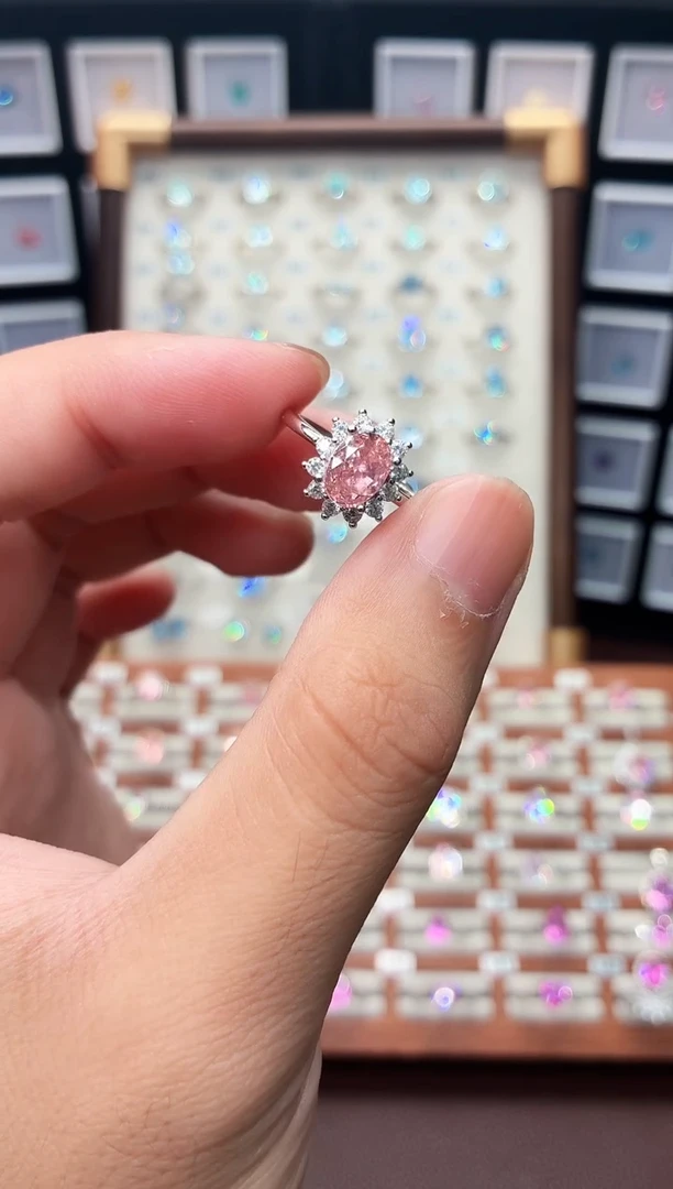 戒指彩色蓝宝石银S925镶嵌111