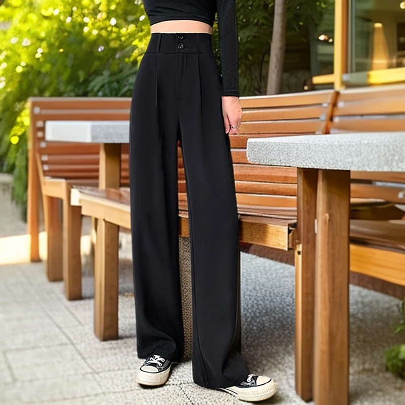 110-185斤大码女装韩版高腰阔腿裤女夏季宽松显瘦遮肚藏肉西装裤