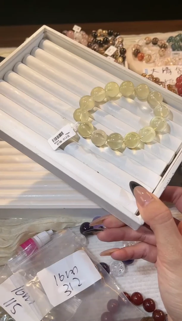 合成欧泊未镶嵌手串多样性发一Q36柠檬黄16mm