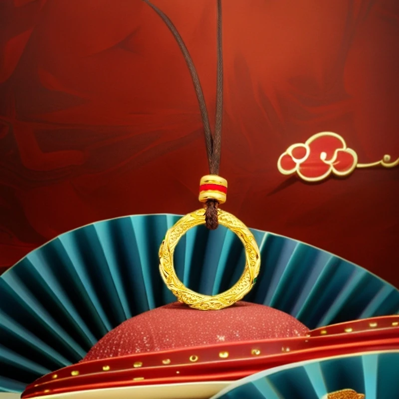 吊坠足银 哪吒同款乾坤圈吊坠手工时尚气质古法镶嵌精美女款挂坠