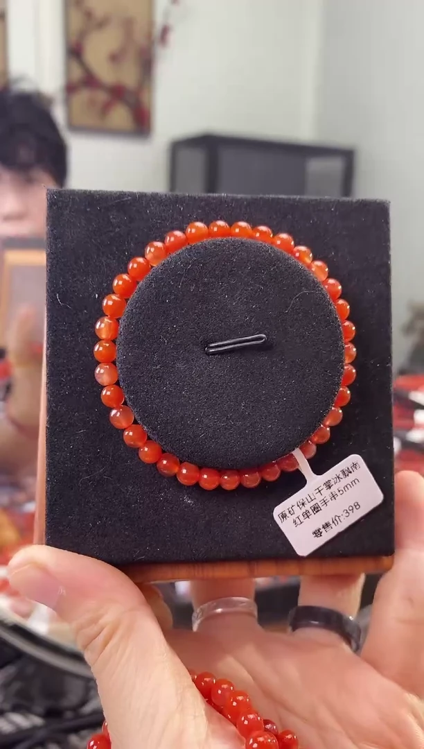 手串未镶嵌南红玛瑙GX6800901原矿保山干掌冰红冰飘5mm多样化发一