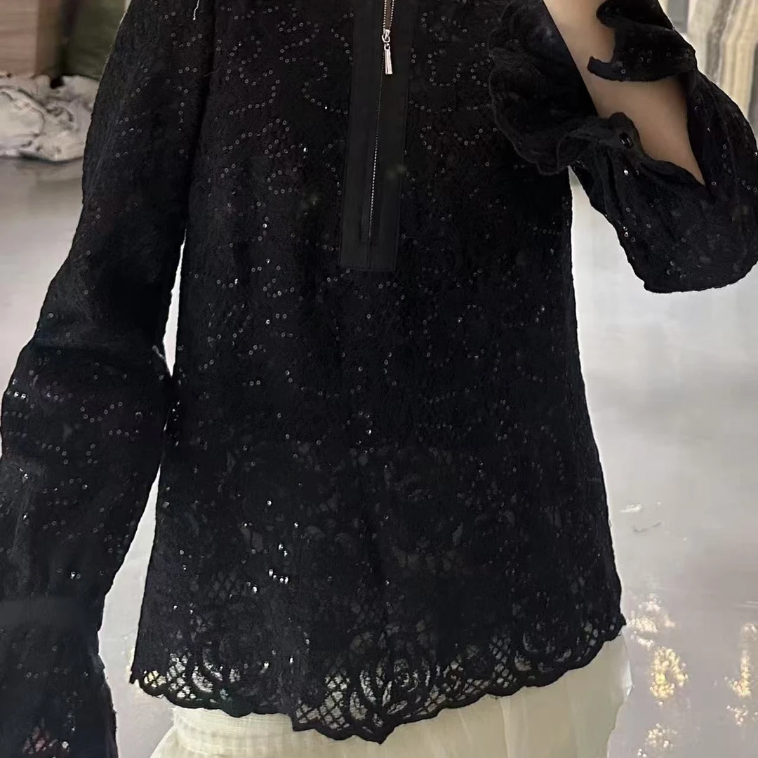 D50382常规款翻领碎花长袖轻职风衬衫衬衣小衫外套