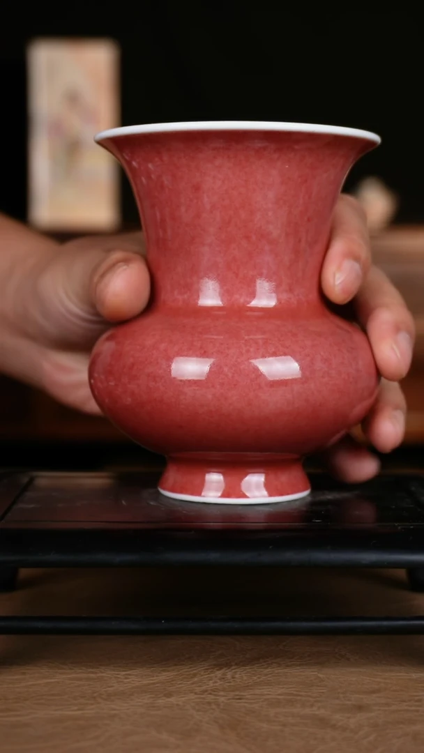 瓶豇豆红景德镇纯手工陶瓷