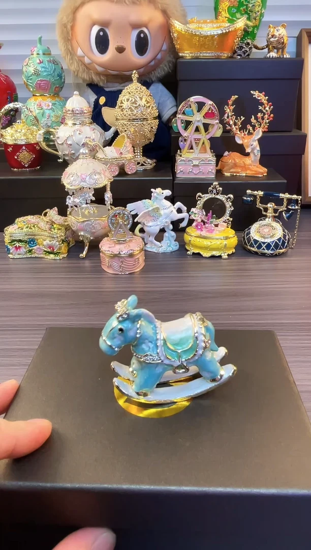 七宝烧珐琅彩 首饰盒 小摆件 送人送礼个人收藏  摇摇马
