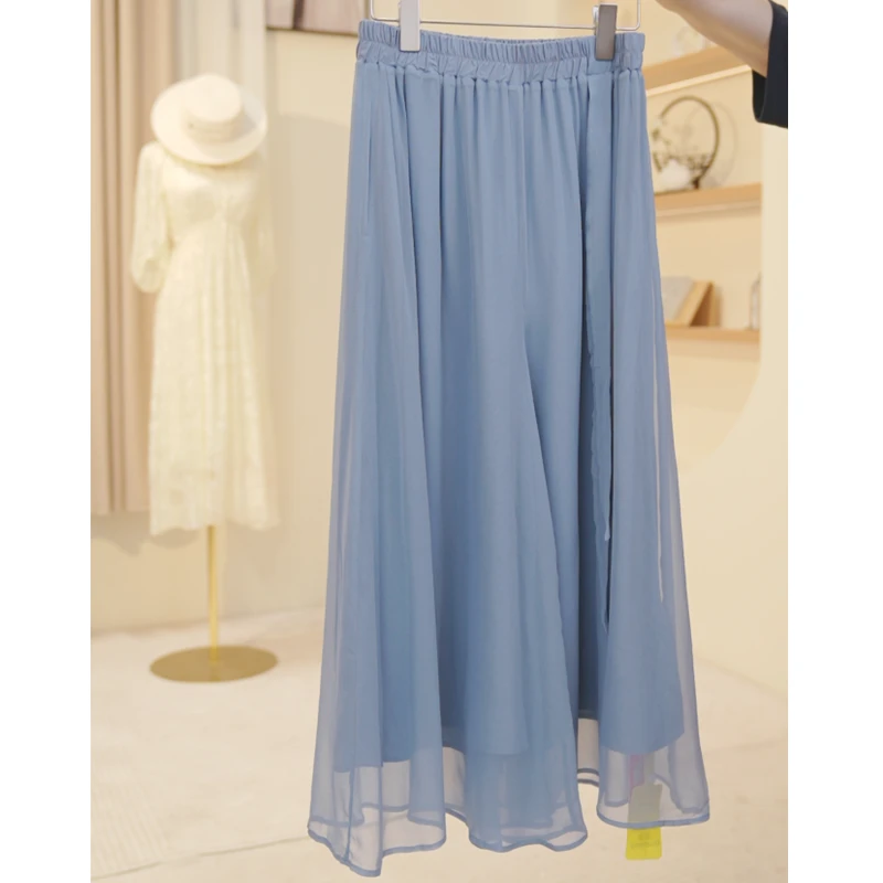 【DuShang】22℃的风~飘逸真丝桑蚕丝松紧腰阔腿裤女装AZ1026