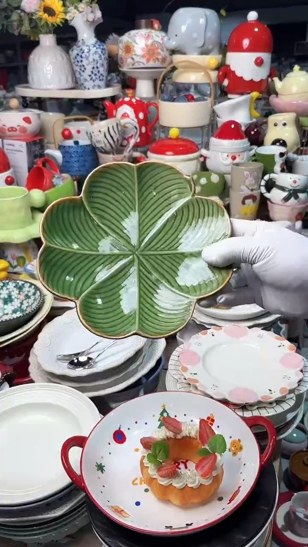 陶瓷绿色盘微瑕 凑满20元包邮