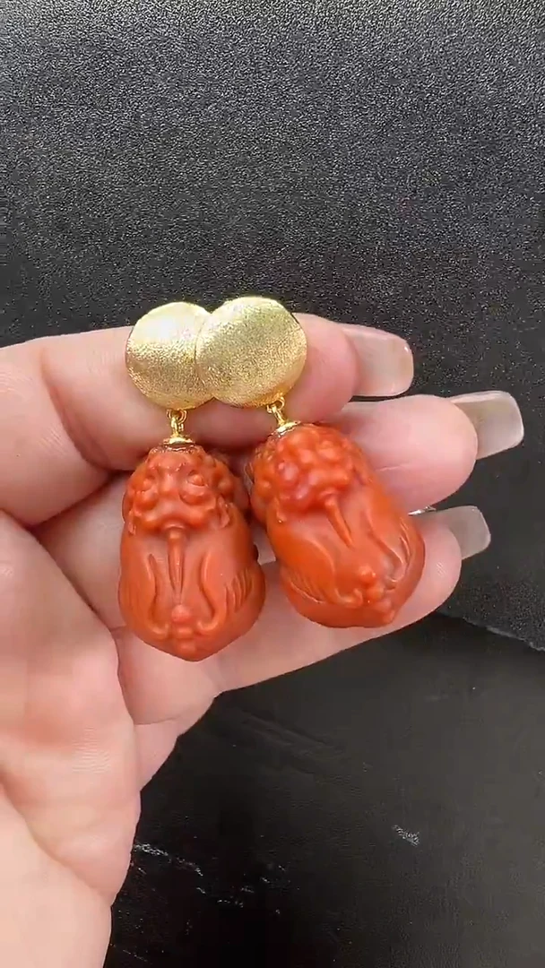 颈饰未镶嵌南红玛瑙耳环