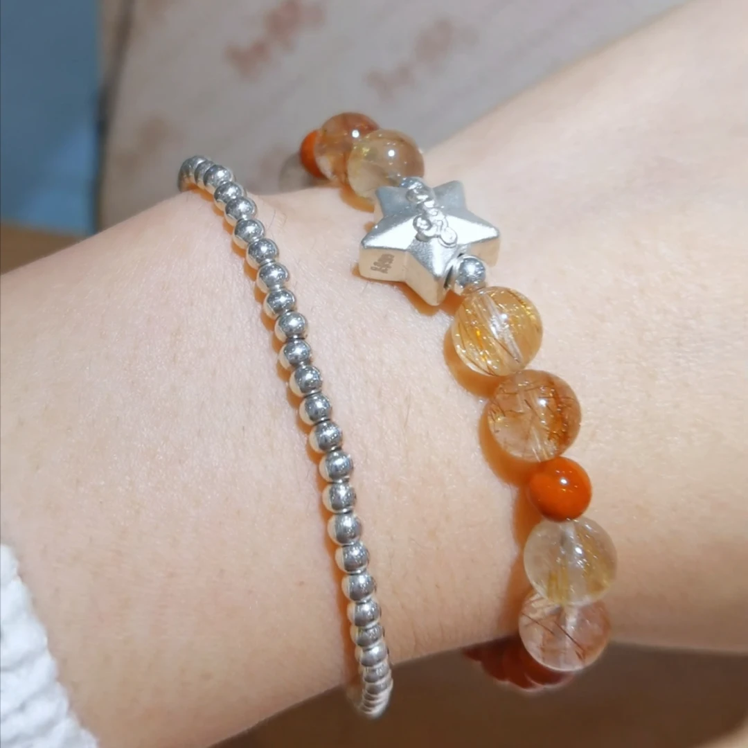 足银手链 金发幸运星纯银手串送闺蜜520情人节礼物送女友老婆