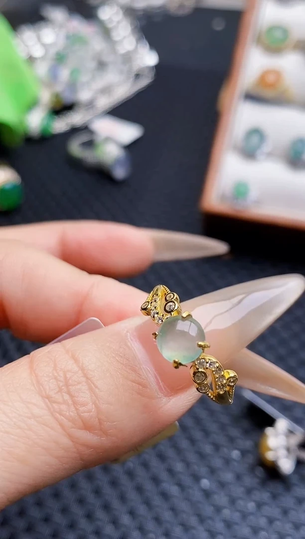 银S925镶嵌戒指翡翠3817