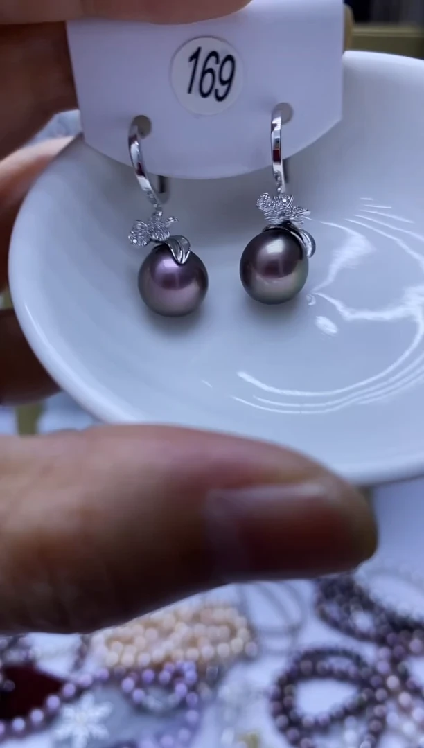 银S925镶嵌耳饰淡水珍珠169