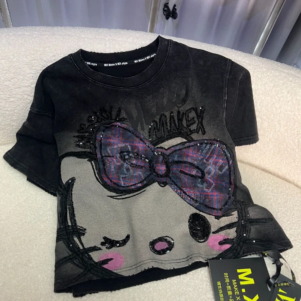 真真欧货【wink蝴蝶结KT猫潮牌短袖T恤】20391