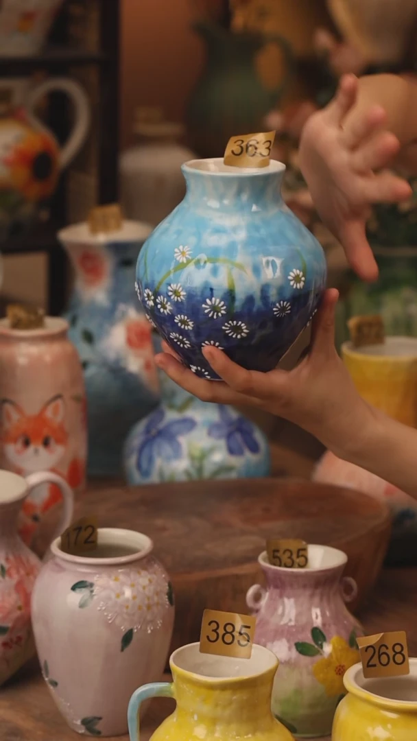 陶瓷363景德镇设计师手作花器摆件侘寂风