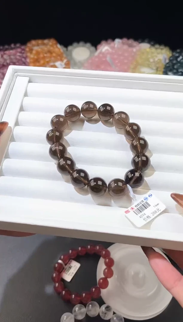 【闪购商品】水晶手链未镶嵌多样性发一茶晶14mm