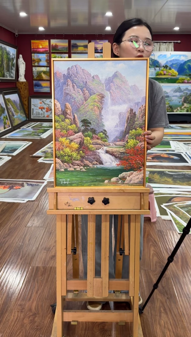 油画【新品含装裱】朝鲜画家原创手绘油画作品