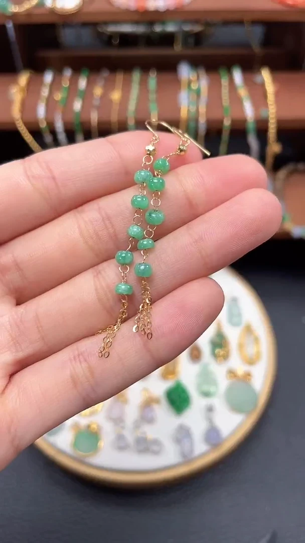 【闪购商品】翡翠耳饰18K金镶嵌2个  JK305