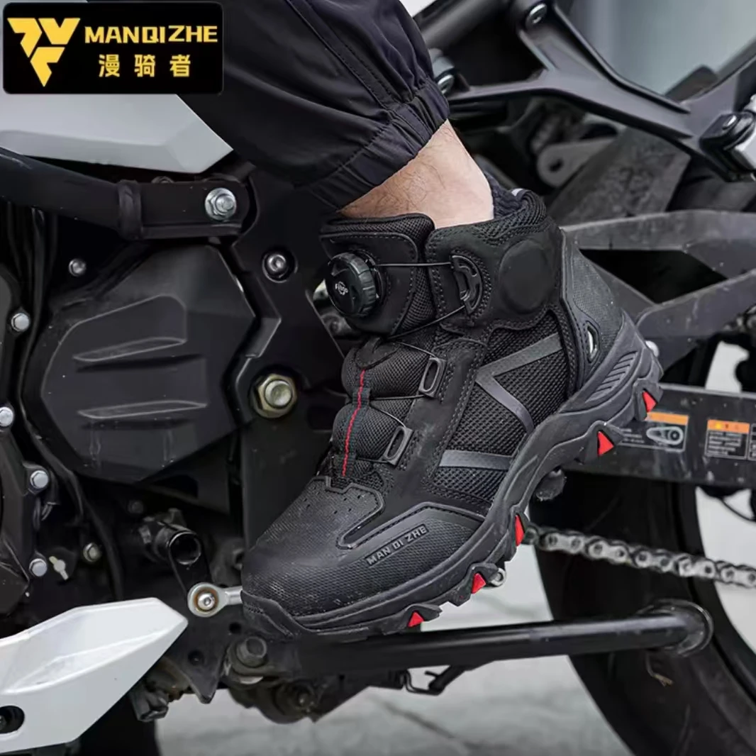 漫骑者摩托车夏季骑行靴男透气女通勤休闲鞋防摔防滑拉力靴604