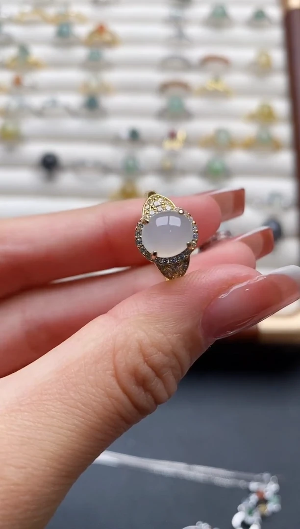 银S925镶嵌戒指翡翠33333333+8