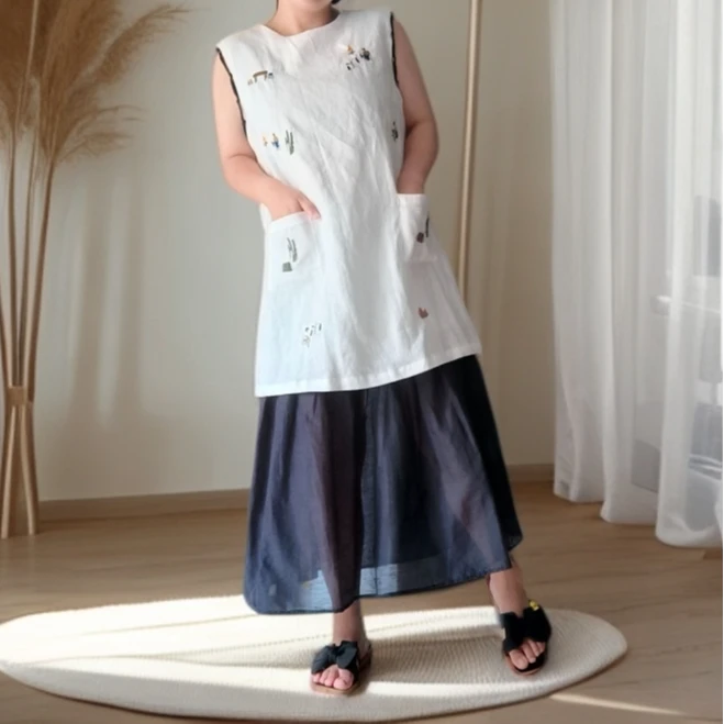 2025新款复古夏季背心裙女装连衣裙中式无袖宽松十三行高档裙子