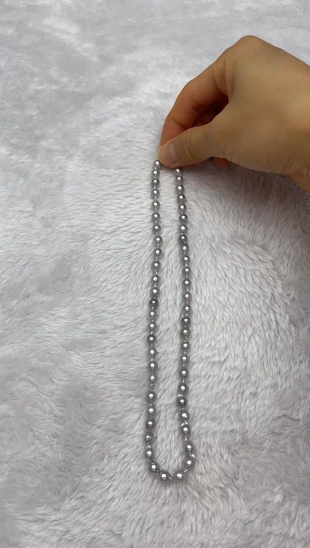 项链银S925镶嵌海水珍珠AK真多麻6-6.5mm