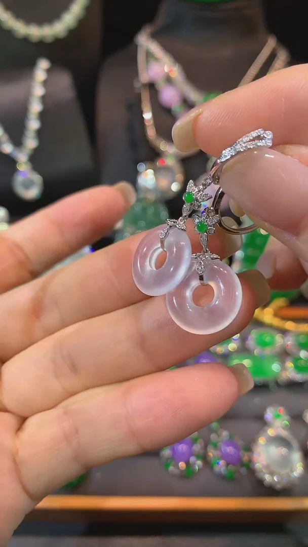 翡翠18K金镶嵌耳饰耳饰