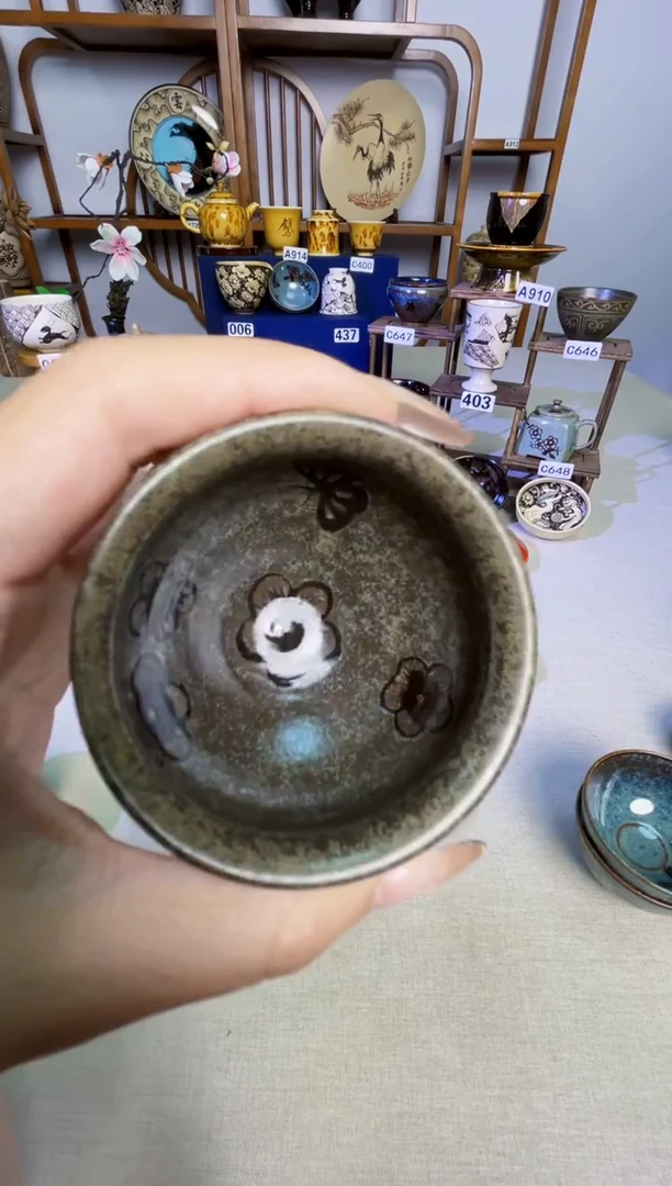 0****ゆ【特价剪纸贴花小盏】非遗大师手工高温瓷特价款