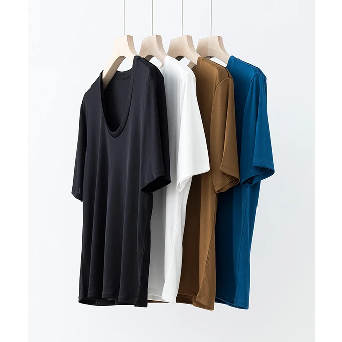 蛋形领三醋光泽质感爽滑短袖T恤 NT2D2326