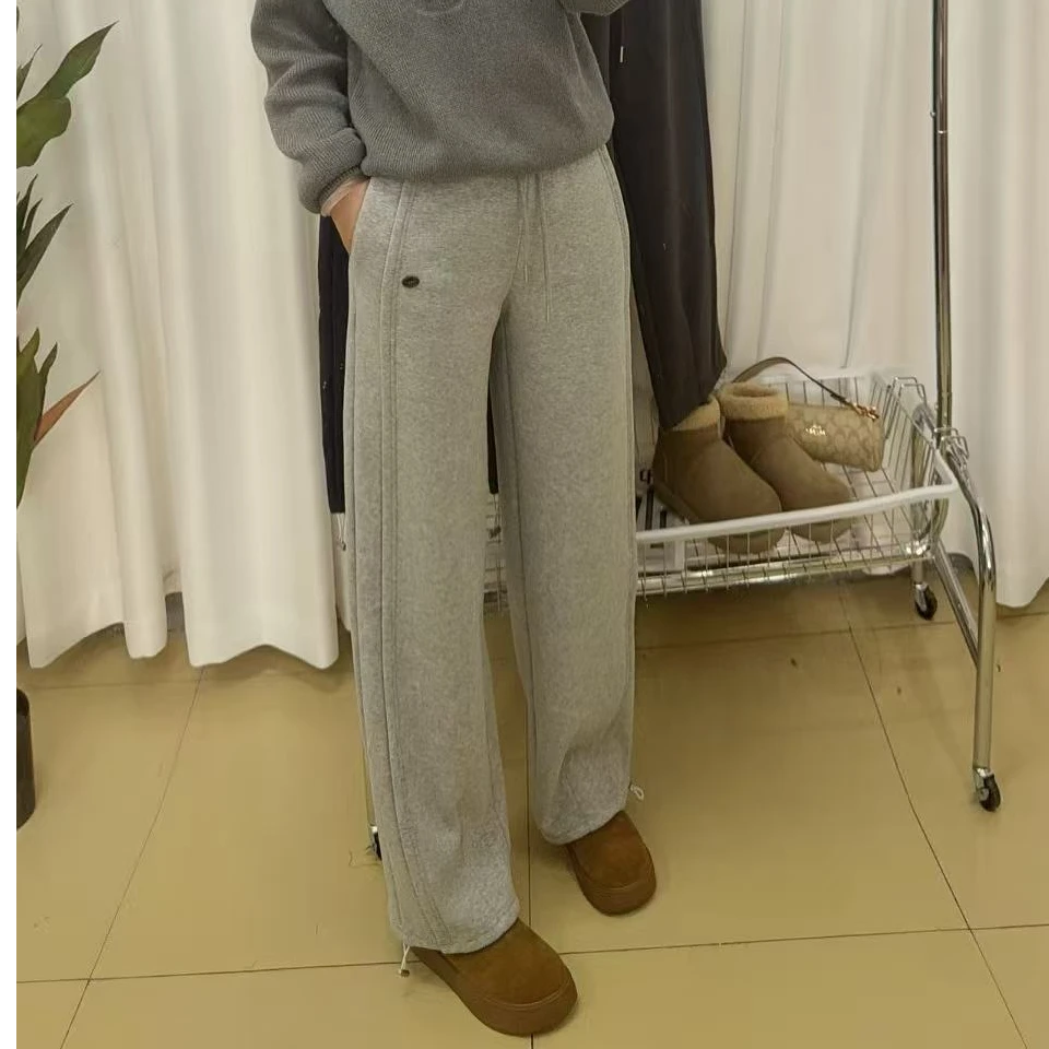 egg原单香蕉库加绒加厚高腰简约弯刀裤宽松秋冬