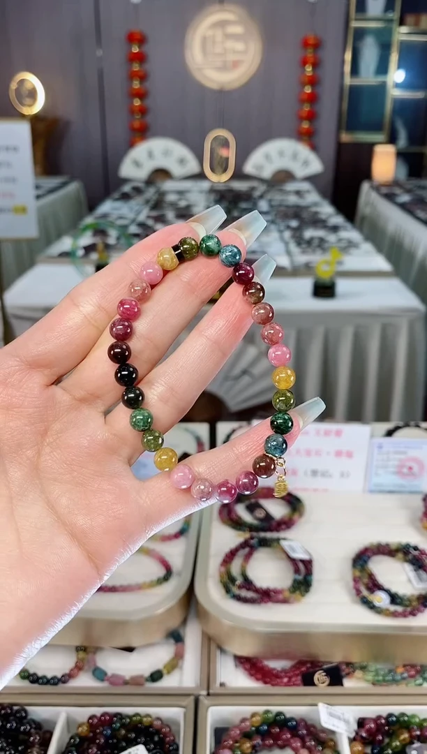 未镶嵌老矿碧玺彩虹单圈手串6mm+碧玺（多样性发一条）mz