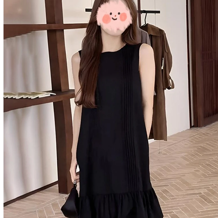 (在仓发货+运费补贴) 黑色背心裙女2025新款宽松小个子鱼尾短裙
