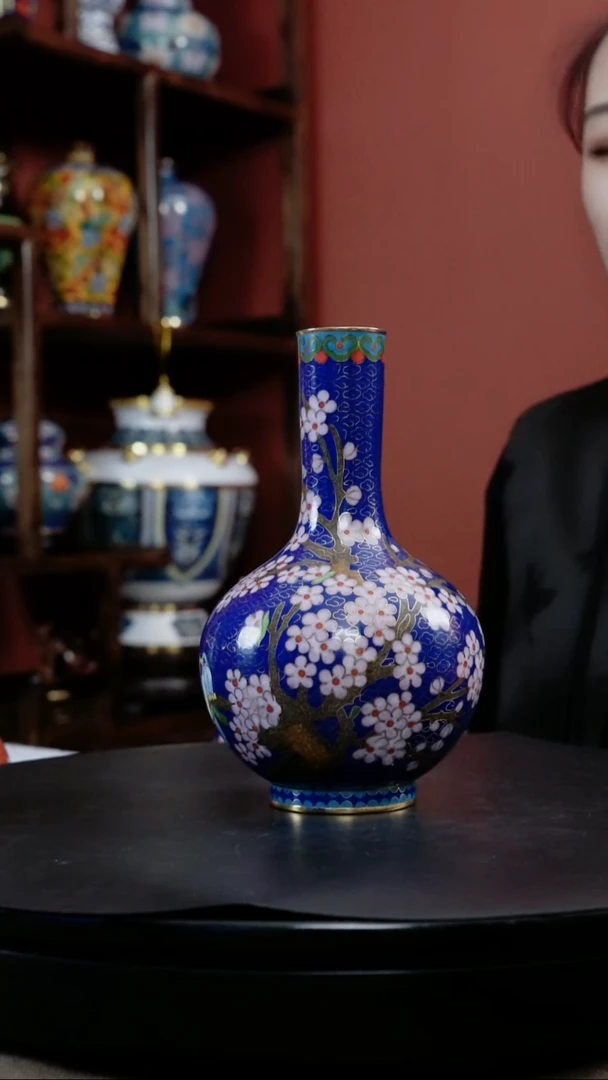 喜上梅梢 天球瓶 非遗珐琅景泰蓝