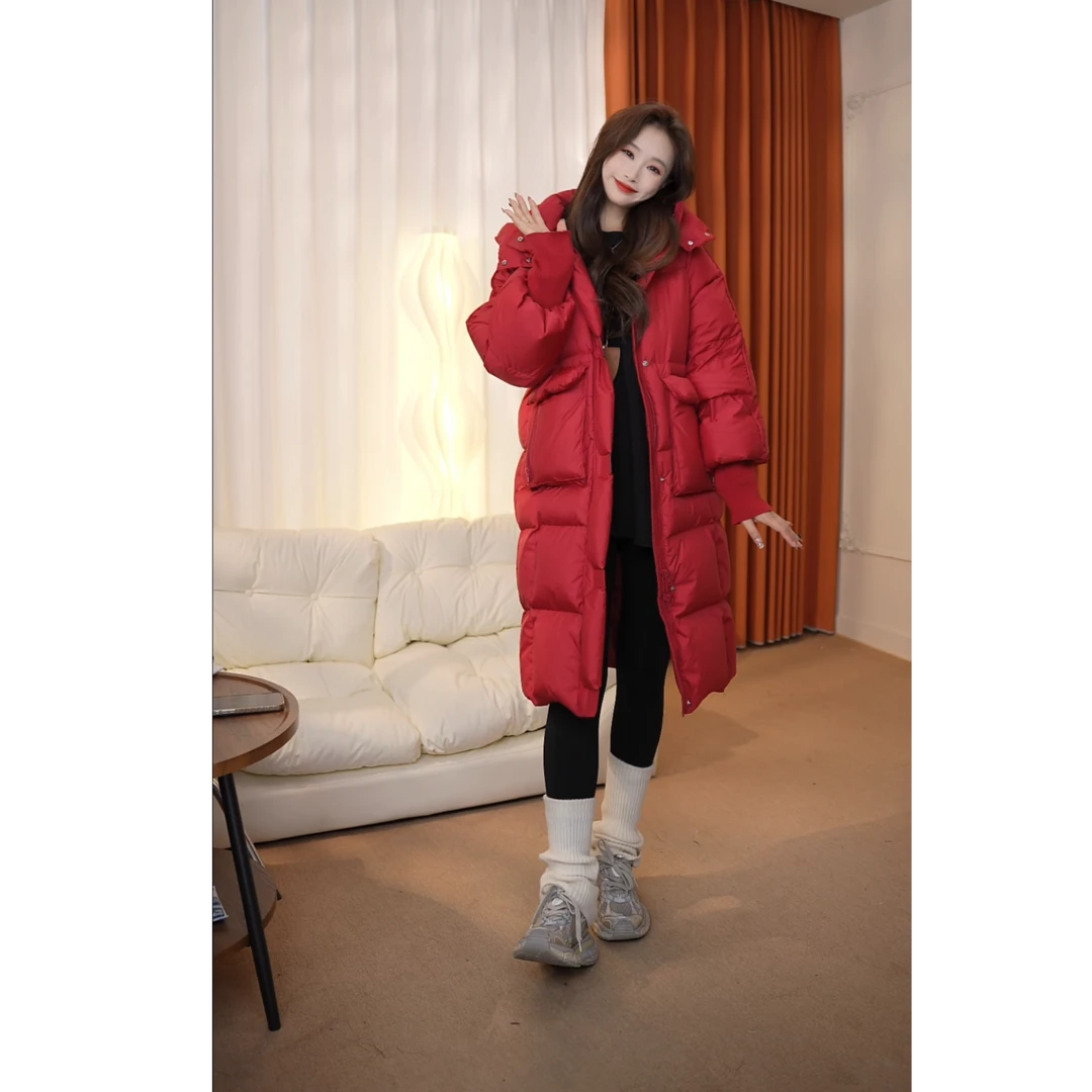 秋冬新款长款羽绒服气质纯色大被子外套8824-12