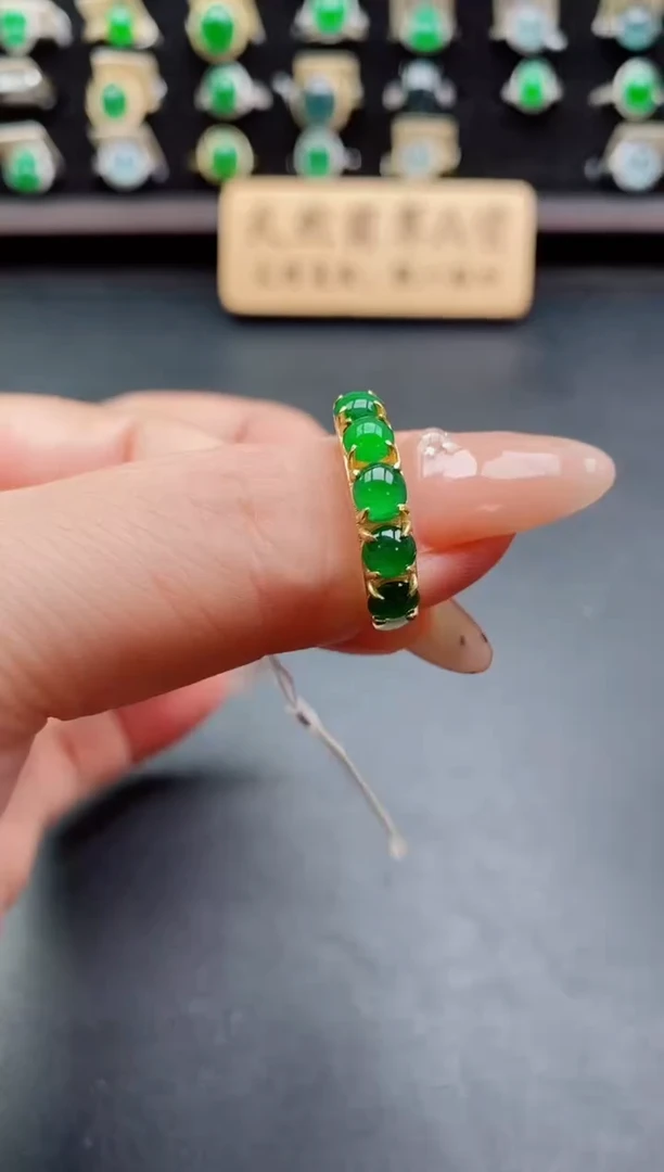 银S925镶嵌戒指翡翠1