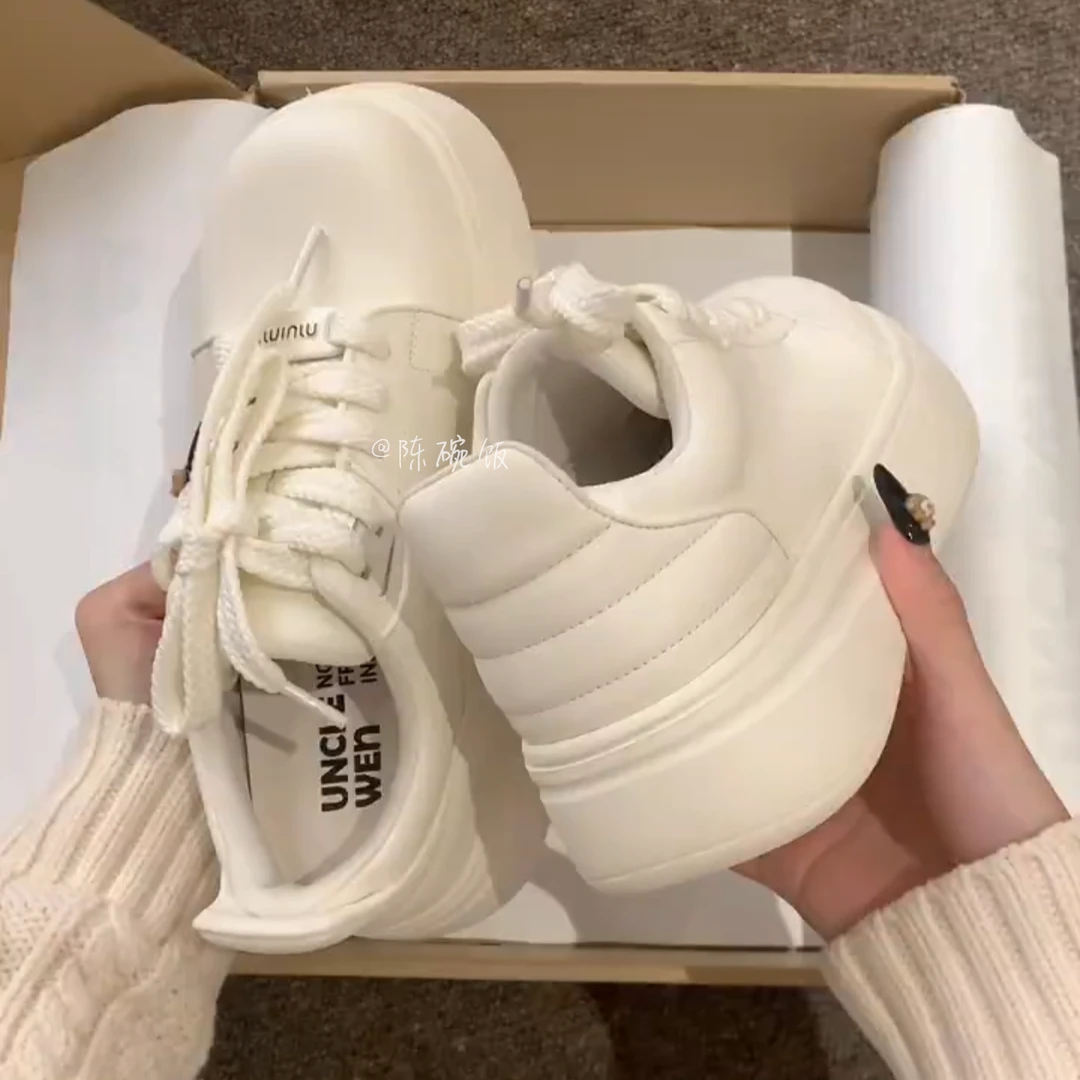 丑萌大头鞋女2025春秋季新款松糕小白鞋百搭系带小众设计休闲板鞋