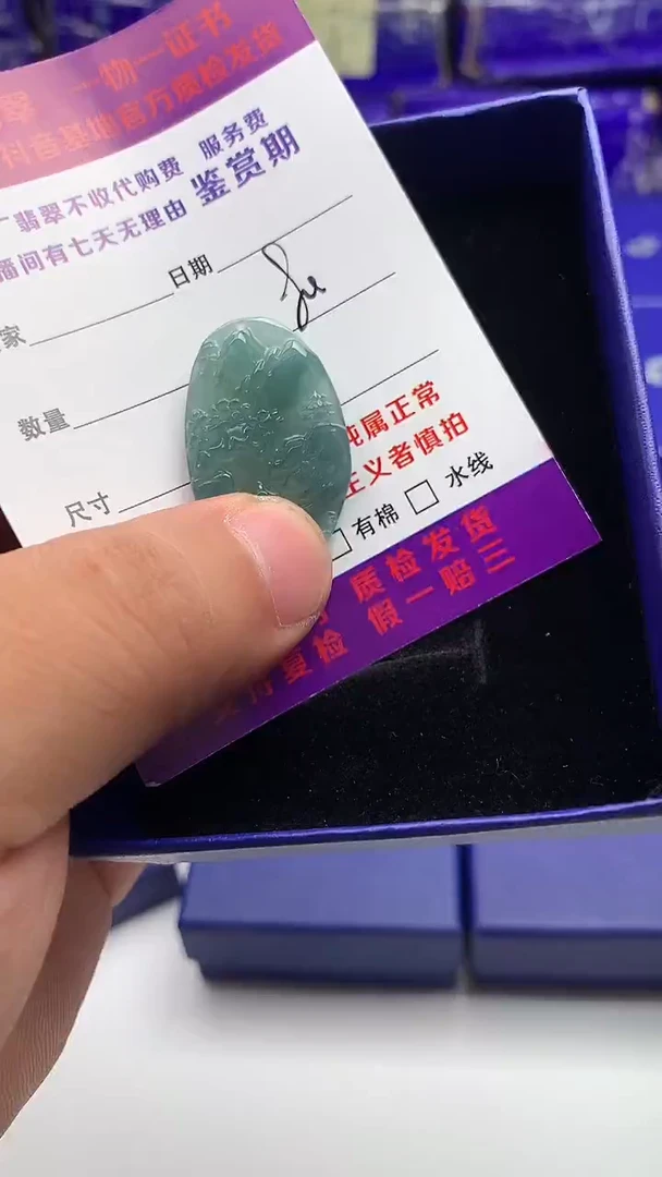 翡翠未镶嵌颈饰小山水牌【品质一般能接受再拍】
