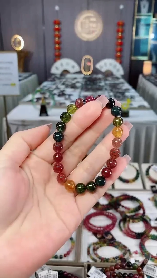 未镶嵌老矿碧玺冰体单圈手串8mm+碧玺hon多样性发货一条