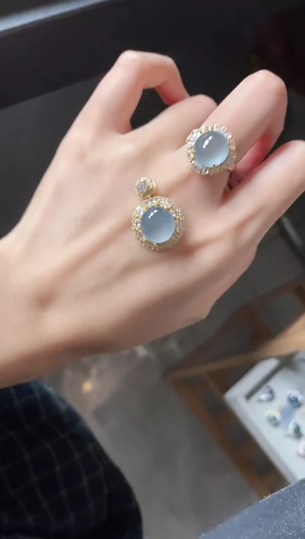 翡翠戒指银S925镶嵌500