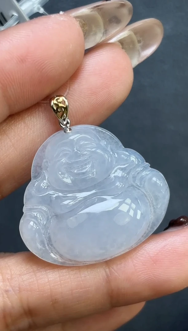 颈饰18K金镶嵌翡翠佛公