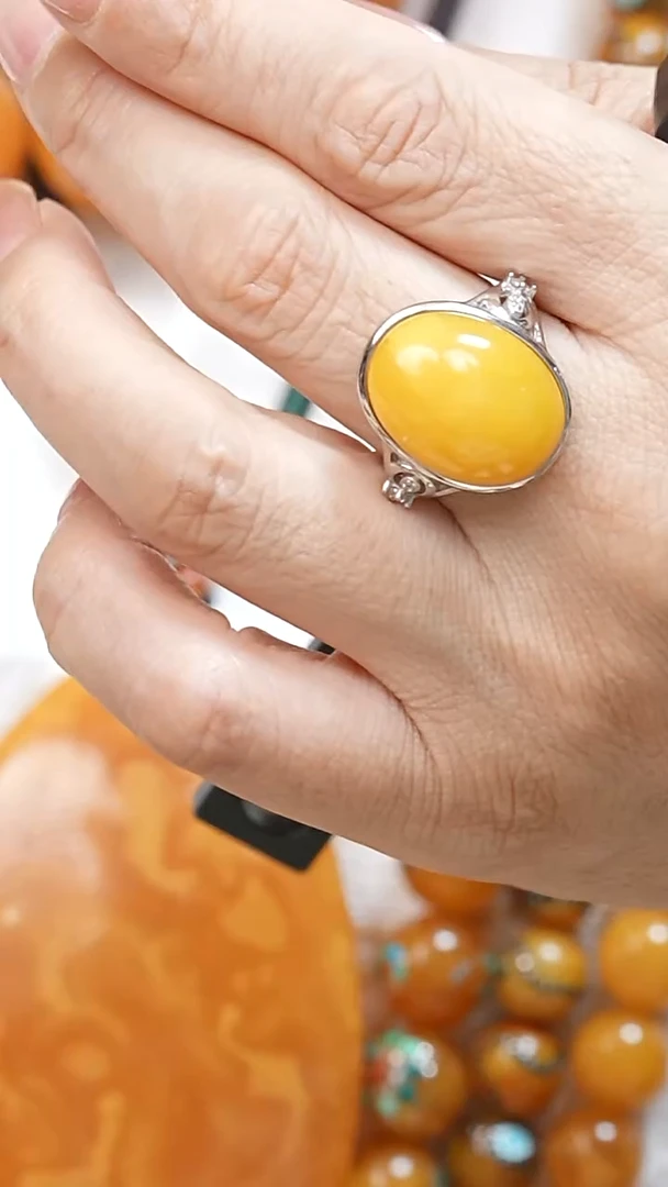 蜜蜡颈饰银S925镶嵌8496天然蜜蜡珠宝奇石全部保真