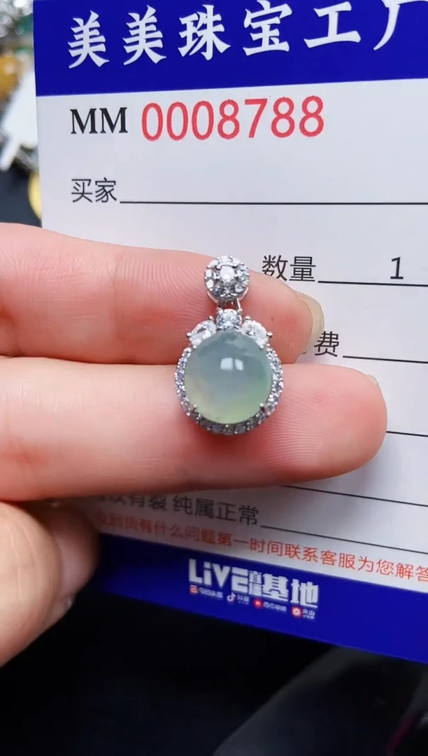 翡翠银S925镶嵌颈饰8788