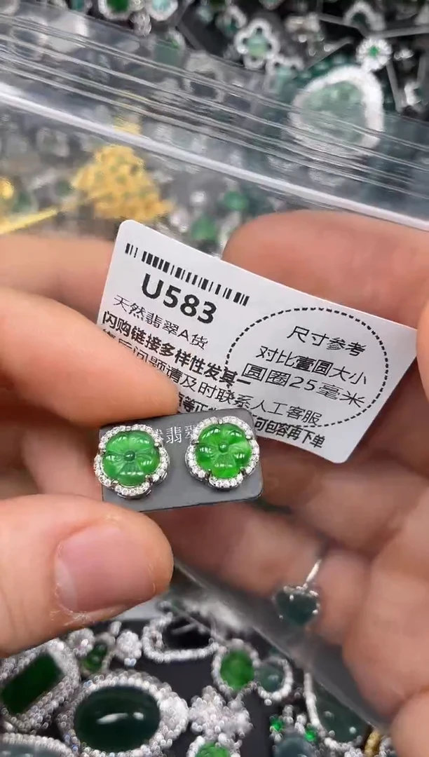 颈饰未镶嵌翡翠U583耳钉