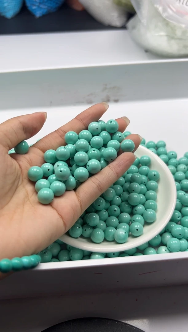 未镶嵌颈饰玛瑙/玉髓W404高瓷绿*松10mm*5颗